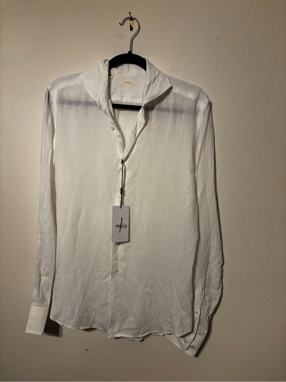 Reiss NWT Ruban White Italian Linen Slim Fit Dress Shirt Large $160 Suitsupply